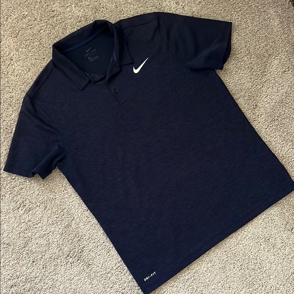 Nike Dri-Fit Navy Blue Golf Polo Shirt with Performance Fabric - Picture 1 of 3